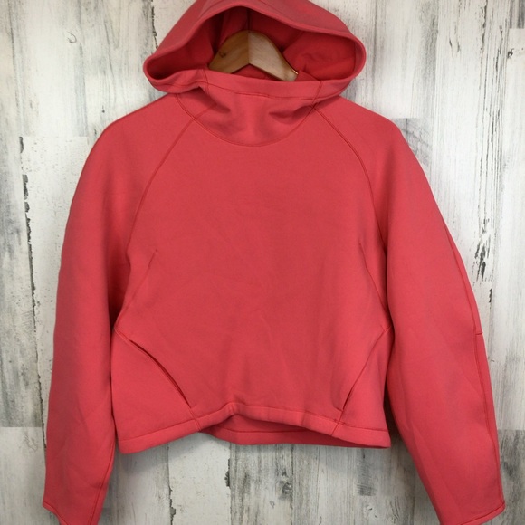 lululemon athletica Jackets & Blazers - lululemon Hoodie Oversized Cropped Stretch Neoprene Pink Pullover Zip Pockets